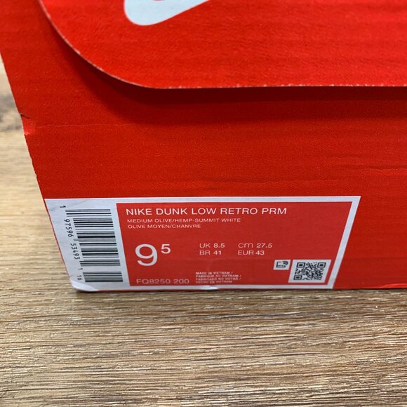 Nike Dunk Low Retro PRM "Medium Olive Hemp" (USED, Size 9.5M) - Picture 8 of 8